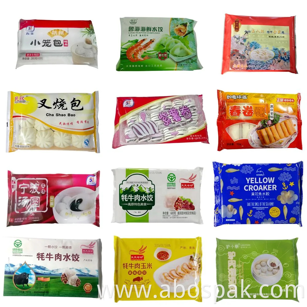 Automatic Multi-Function Frozen Food/Dumplings/Bags/Buns/Rolls/Burgers/Bread Pillow Packing Packaging Line Equipment